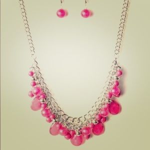 Pink Necklace and Earrings